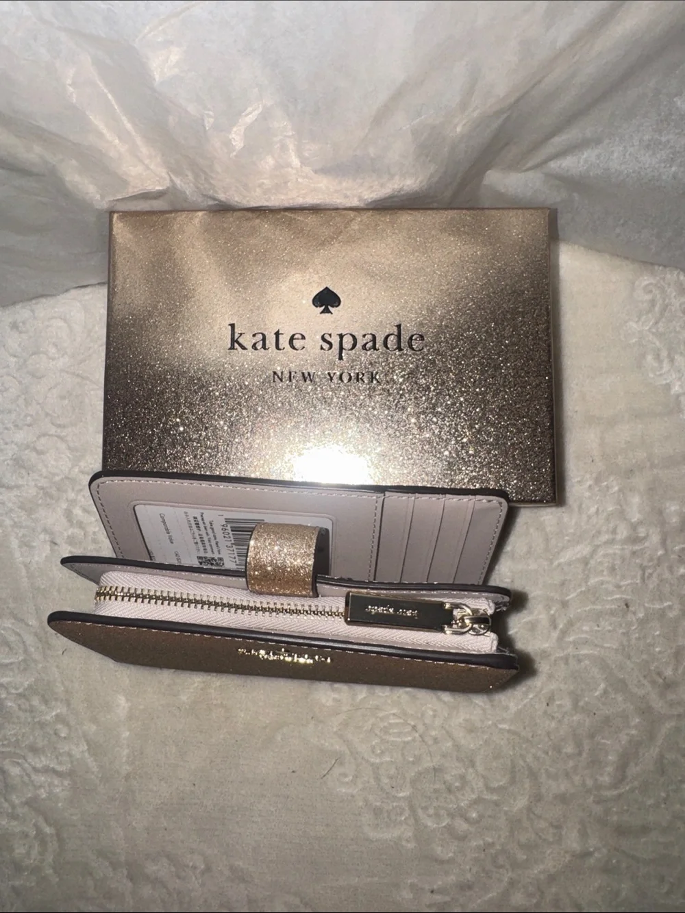 kate spade metallic gold glitter gift box